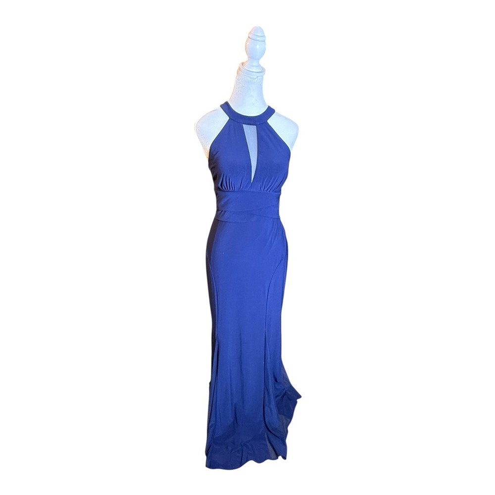 Nightway Blue Halter Neck Sleeveless Maxi Dress Formal‎ Evening Gown
